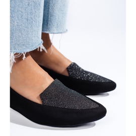 SHELOVET Mocasines negros de mujer con estampado Daszyński spitz 3