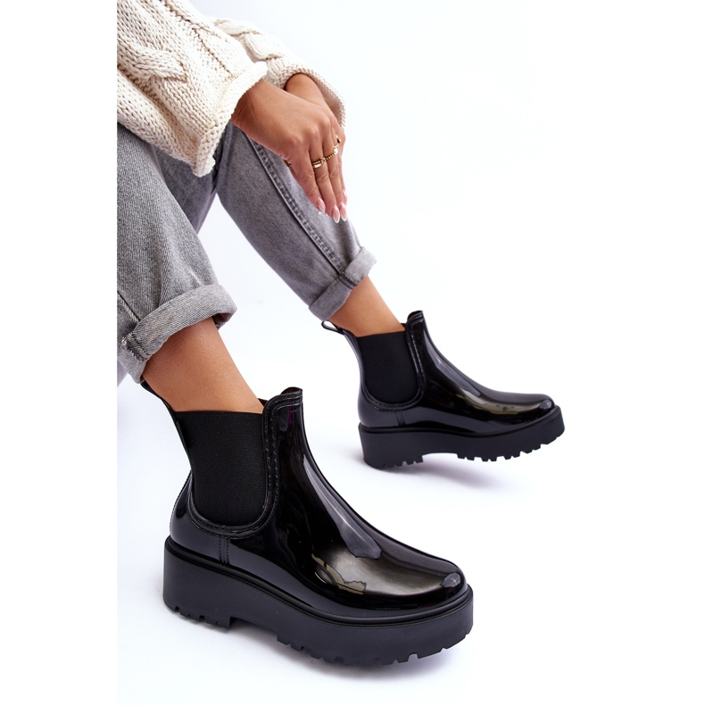 Botas de agua lacadas con plataforma Big Star MM274395 Negro 1