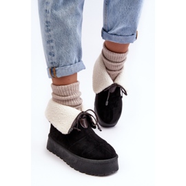 Botas de nieve con plataforma y abrigo de piel de oveja, Negro Olimuka 5