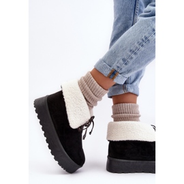 Botas de nieve con plataforma y abrigo de piel de oveja, Negro Olimuka 4