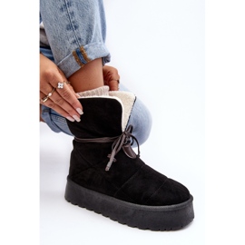 Botas de nieve con plataforma y abrigo de piel de oveja, Negro Olimuka 7