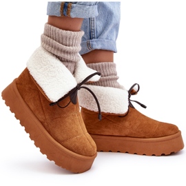 Botas de nieve con plataforma y piel de oveja Camel Olimuka marrón 8