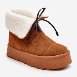 Botas de nieve con plataforma y piel de oveja Camel Olimuka marrón 1
