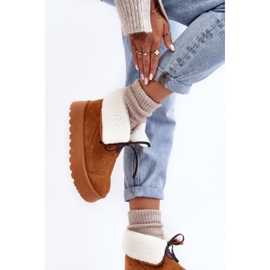 Botas de nieve con plataforma y piel de oveja Camel Olimuka marrón 2