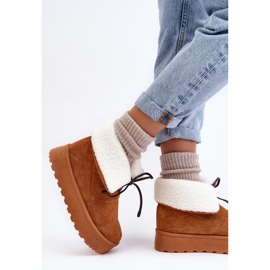 Botas de nieve con plataforma y piel de oveja Camel Olimuka marrón 7