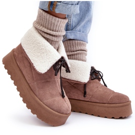 Botas de nieve Olimuka beige con plataforma y abrigo de piel de oveja 8
