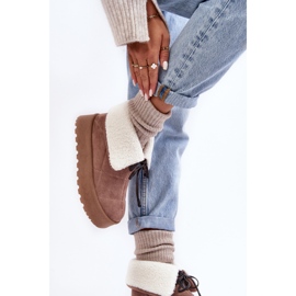 Botas de nieve Olimuka beige con plataforma y abrigo de piel de oveja 2