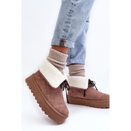 Botas de nieve Olimuka beige con plataforma y abrigo de piel de oveja 4