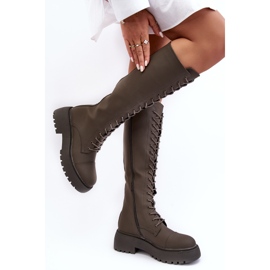 PS1 Botas con cordones y aislamiento, botas por encima de la rodilla, verde oscuro, Bergdis 2