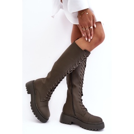 PS1 Botas con cordones y aislamiento, botas por encima de la rodilla, verde oscuro, Bergdis 4