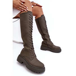 PS1 Botas con cordones y aislamiento, botas por encima de la rodilla, verde oscuro, Bergdis 5