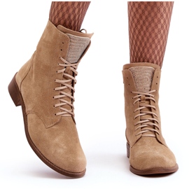 Botines mujer ante con cordones Nicole 2848 Beige 9