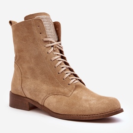 Botines mujer ante con cordones Nicole 2848 Beige 1