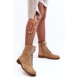 Botines mujer ante con cordones Nicole 2848 Beige 2