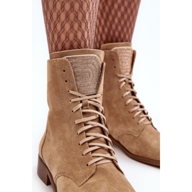 Botines mujer ante con cordones Nicole 2848 Beige 4