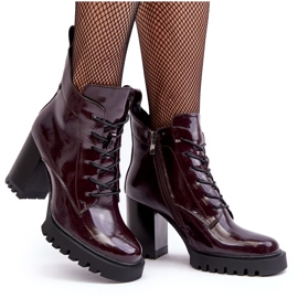 S.Barski Botines de charol, burdeos aislados D&amp;A MR870-54 rojo 9