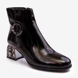 S.Barski Botines de mujer charol con tacones decorados D&amp;A MR870-93 Negro 1