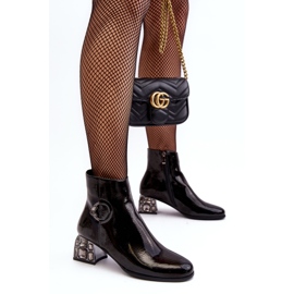S.Barski Botines de mujer charol con tacones decorados D&amp;A MR870-93 Negro 5