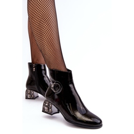 S.Barski Botines de mujer charol con tacones decorados D&amp;A MR870-93 Negro 2