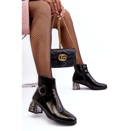 S.Barski Botines de mujer charol con tacones decorados D&amp;A MR870-93 Negro 6
