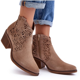S.Barski Botas Cowboy Ante Calado D&amp;A SN622-21 Beige Oscuro 9