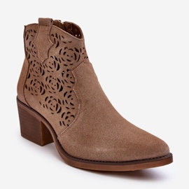 S.Barski Botas Cowboy Ante Calado D&amp;A SN622-21 Beige Oscuro 1