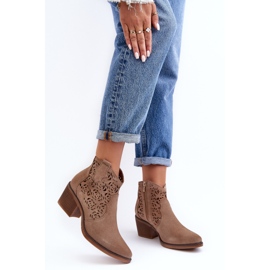 S.Barski Botas Cowboy Ante Calado D&amp;A SN622-21 Beige Oscuro 2