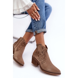 S.Barski Botas Cowboy Ante Calado D&amp;A SN622-21 Beige Oscuro 7