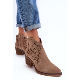 S.Barski Botas Cowboy Ante Calado D&amp;A SN622-21 Beige Oscuro 4