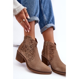 S.Barski Botas Cowboy Ante Calado D&amp;A SN622-21 Beige Oscuro 8