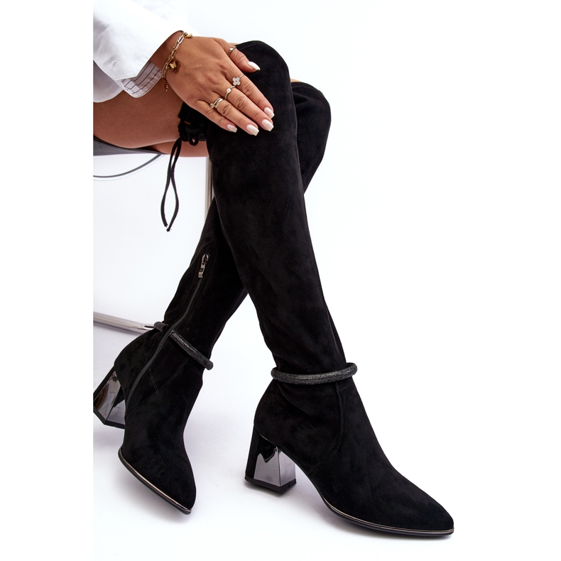 S.Barski Botas de tacón alto por encima de la rodilla para mujer D&amp;A MR870-65 Negro 1
