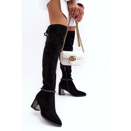 S.Barski Botas de tacón alto por encima de la rodilla para mujer D&amp;A MR870-65 Negro 3