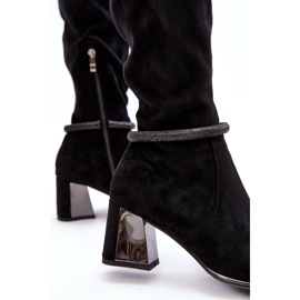 S.Barski Botas de tacón alto por encima de la rodilla para mujer D&amp;A MR870-65 Negro 6
