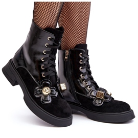 S.Barski Botines con cremallera para mujer de moda con adornos D&amp;A MR870-76 negro 11