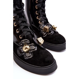 S.Barski Botines con cremallera para mujer de moda con adornos D&amp;A MR870-76 negro 9