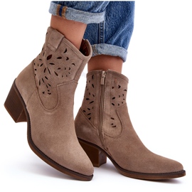 S.Barski Botas Cowboy Ante Calado D&amp;A SN622-20 Beige Oscuro 9