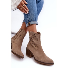 S.Barski Botas Cowboy Ante Calado D&amp;A SN622-20 Beige Oscuro 2