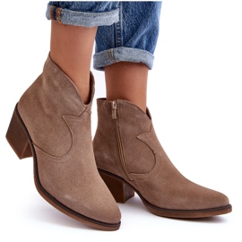 S.Barski Botas Cowboy Ante Con Cremallera D&amp;A SN622-29 Beige Oscuro 8