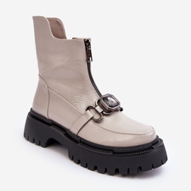 S.Barski Botas Mujer Charol Cremallera D&amp;A MR870-94 Gris Claro beige 9
