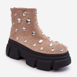 S.Barski Botas Aislante De Ante Con Cristales D&amp;A MR870-83 Beige 9