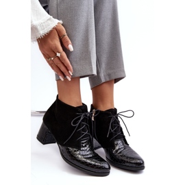 PA2 Botines de mujer con tacón bajo, estampado de serpiente, negro Ebba 2