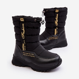 Botas de nieve para niños con aislamiento de lana y cremallera Negro Delhi 1