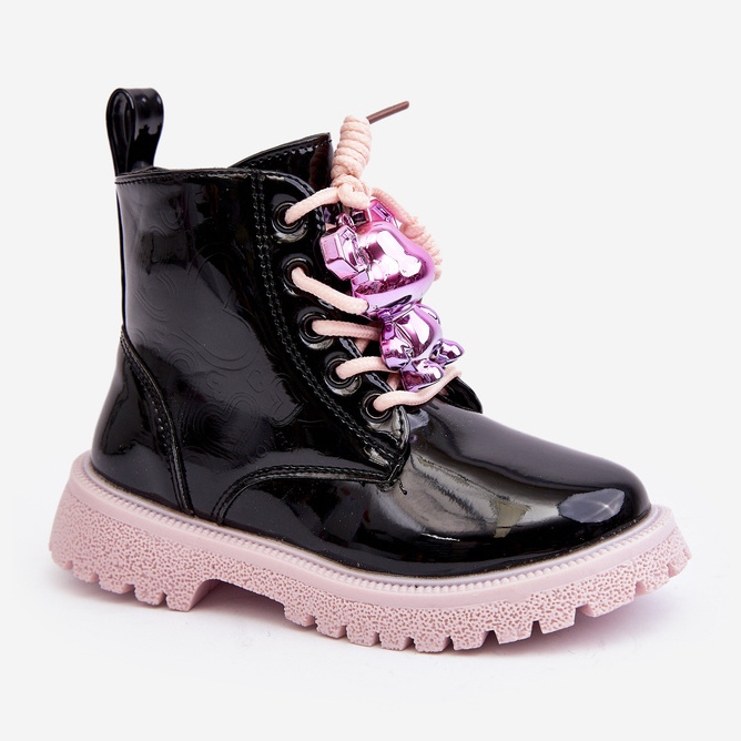 Miss Botas Infantiles Aislantes De Charol Con Adorno, Negro y Rosa Bunnyjoy 1 Miss Botas Infantiles Aislantes De Charol Con Adorno, Negro y Rosa Bunnyjoy 1
