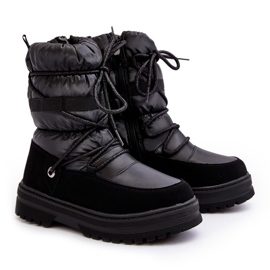 Botas de nieve para niños impermeables con aislamiento de lana Black Romaine negro 5