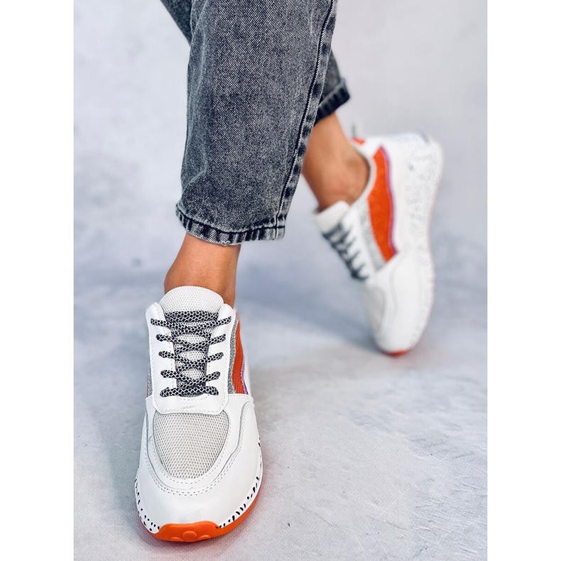 Deportivas mujer Milano Naranja blanco 1