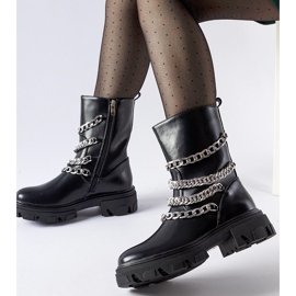 Botines negros con cadenas decorativas Bacco. 3