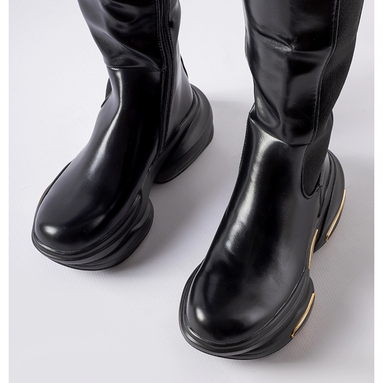 Inna Botas Tanas negras con suela maciza. negro 2