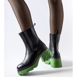 Botines aislantes negros con tacón Tirano verde 1