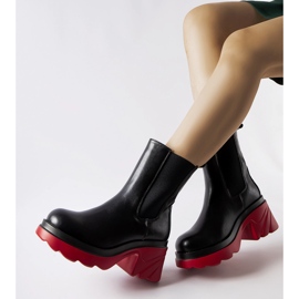 Botines aislantes negros con tacón Tirano rojo 1