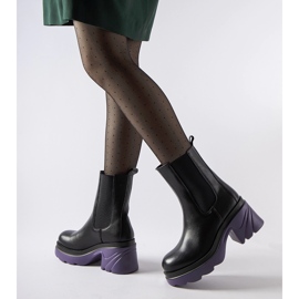 Botines aislantes negros con tacón Tirano morado 3